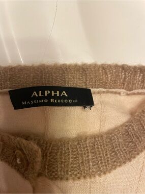 Alpha Massimo Rebecchi Cream and Tan Crewneck Sweater